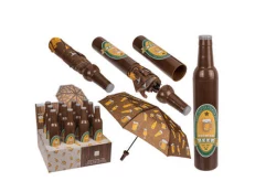 Çadër shiu me dizajn gota birre & mbajtëse në formë shishe birre