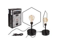 Dritë tavoline metalike Gjashtëkëndëshe, me 8 LED & kabllo USB