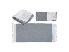 Peshqir fouta premium jeshil/e bardhë (për sauna dhe plazh)