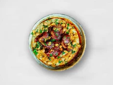 Turkish Pastirma With Hummus  