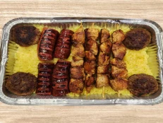 Shishqebap pule, qofte viçi, suxhuk & pilaf
