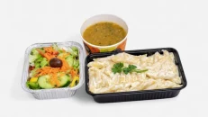 Penne me Gjiz , Sup me Mish Vici , Sallat Mix