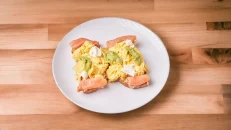 Salmon Scrambled Egg Guacamole Cream Cheese Toast