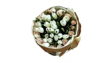 Kompozim me tulipane dhe roselini roze