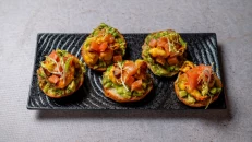 Salmon & Shrimp Guacamole Bruschetta