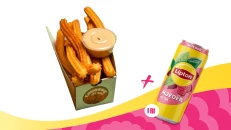 Foodini Churros me Çokollatë Kinder Bueno + Lipton Ice Tea Mjedë
