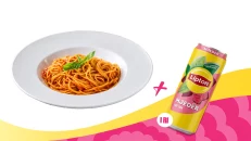Foodini Spaghetti Pomodori + Lipton Ice Tea Mjedër
