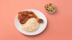 Grilled Chicken with BBQ Sauce served with White Rice