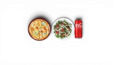 Pizza 4 Formaggi + Sallatë Rukola + Coca Cola