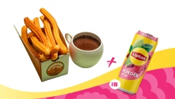 Foodini Churros me Çokollatë të Ngrohtë + Lipton Ice Tea Mjedër